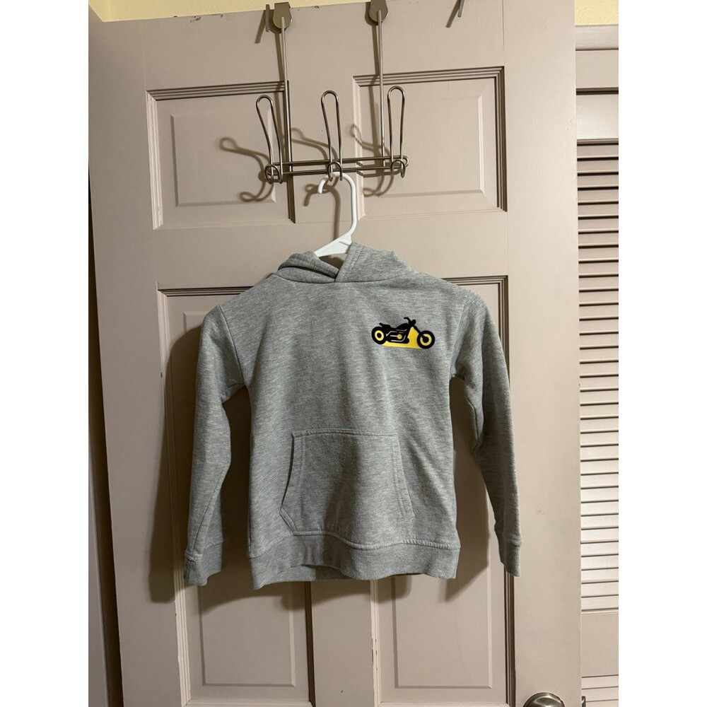Boys Stitch & Stone Kids Hoodie Born For Speed Motorcycle Ride Sweatshirt Size 6